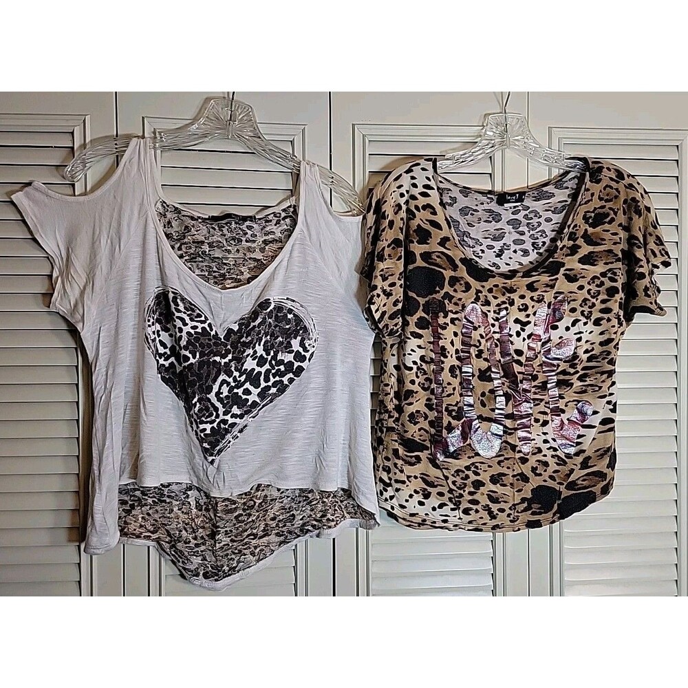 2 ~ Love J Womens Med Animal Print Crop Tops! 1 = Lace & Cutouts & 1 = "LOVE"